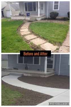 Before and After residential concrete driveway and walkway in Beaver County, PA - Taylor's Concrete Construction